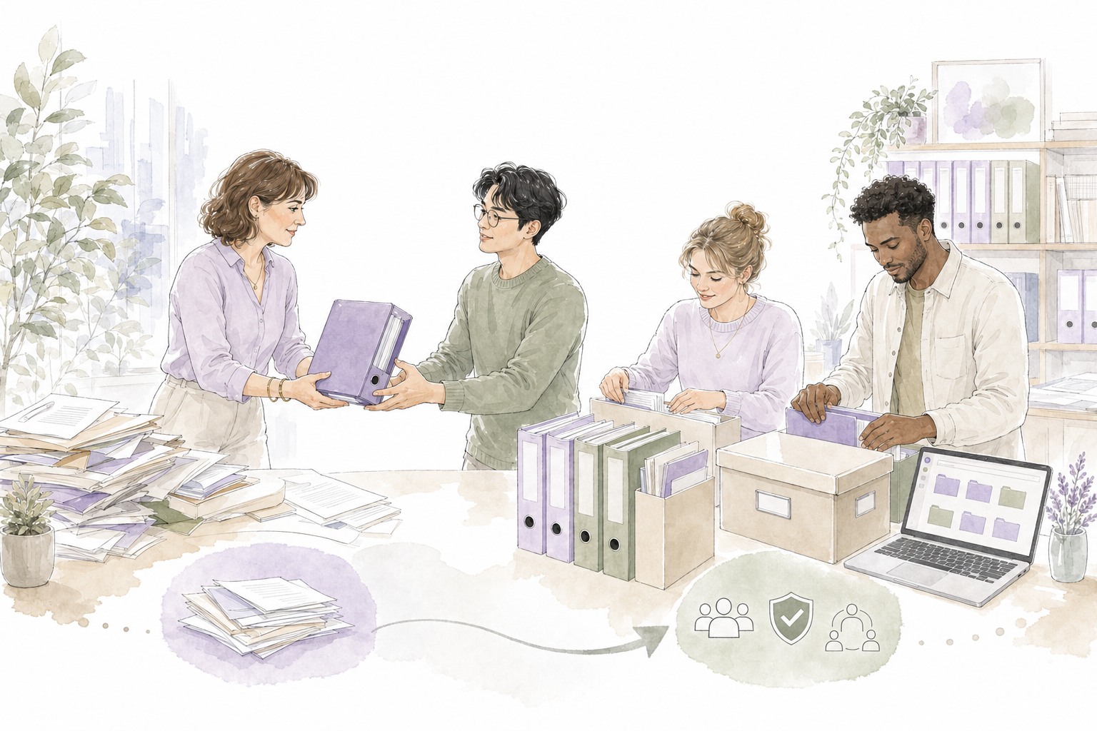 Illustration : dossiers et archives d'un CSE classés